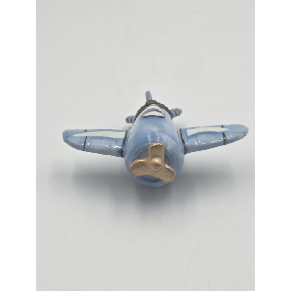Vintage Airplane Pill Trinket Box Ceramic Aviation Keepsake Clasp Blue White - Picture 3 of 9